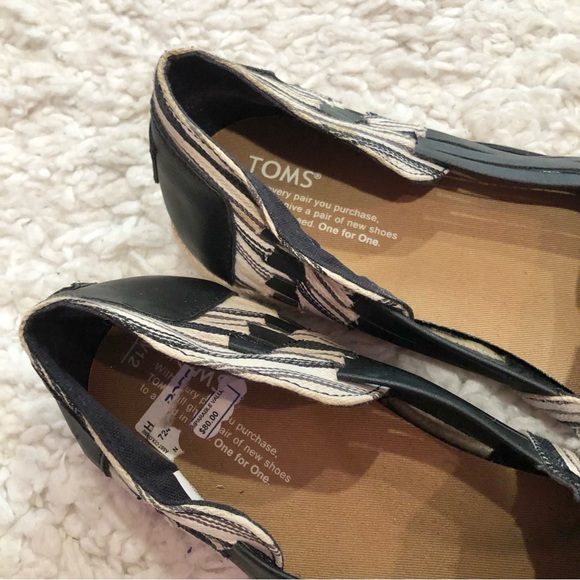 Toms Huarache Alpargata Woven Leather Espadrille Slip On Shoes Black White 12 - Picture 6 of 10